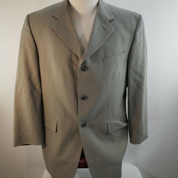 Alexandre London Savile Row‎ Suit Jacket Sports Coat Wool 2 Button 40S Gray Sage - Picture 3 of 12